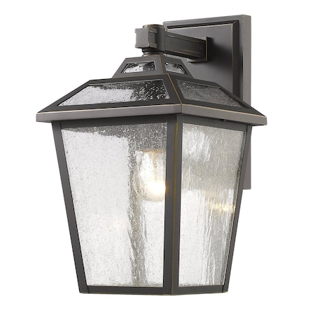 Bayland 1 Light Outdoor Wall Light, Oil Rubbed Bronze And Clear Seedy